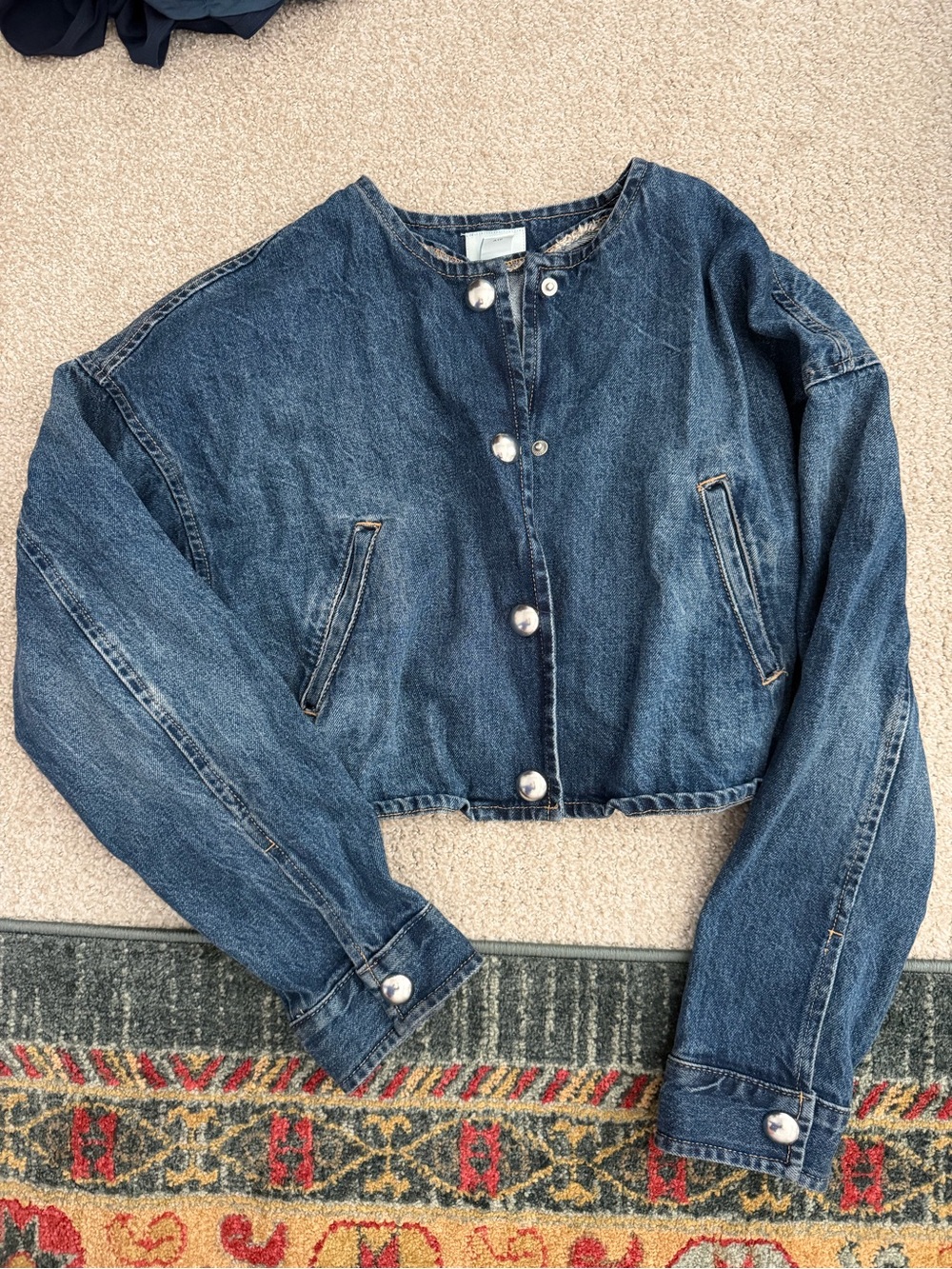 H&M Button-Front Cropped Jacket - Blue - Picture 2 of 2